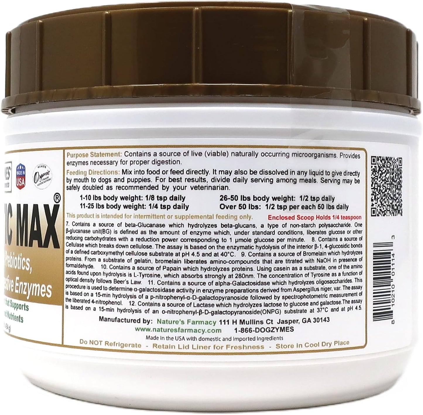 Dogzymes Probiotic Max - 10 Billion CFU's for Dogs - Digestive Support for Diarrhea, Gas, Allergies - 1 lb