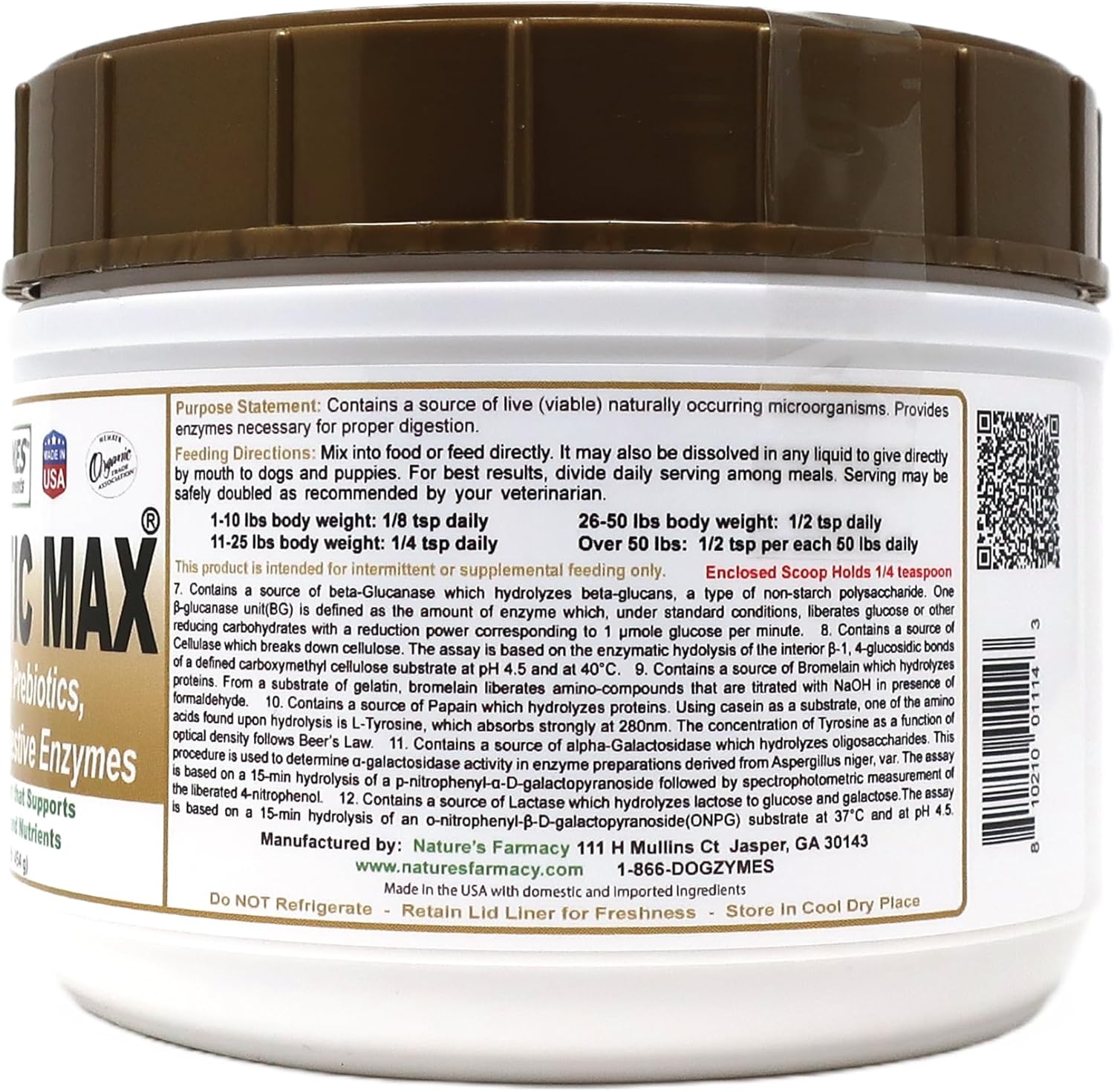 Dogzymes Probiotic Max - 10 Billion CFU's for Dogs - Digestive Support for Diarrhea, Gas, Allergies - 1 lb