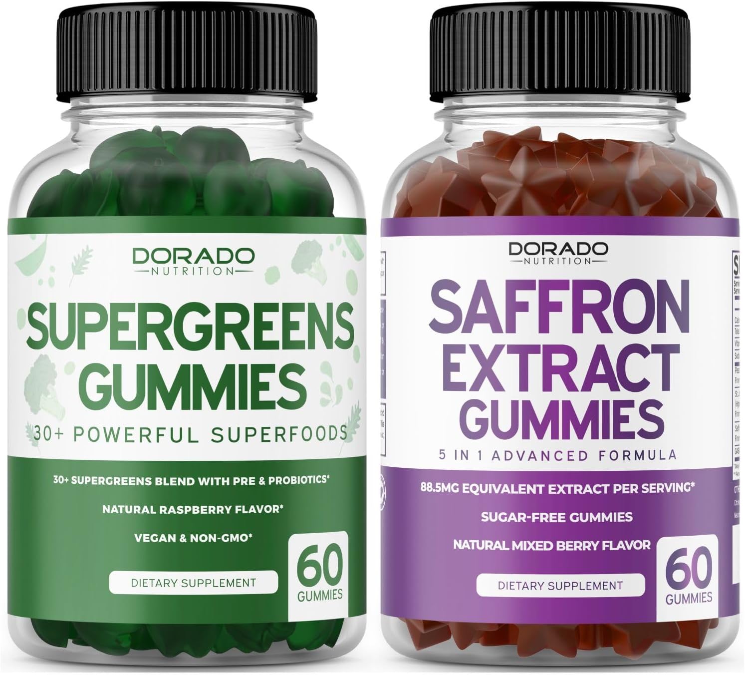 Dorado Nutrition Superfoods Gummies: 5-in-1 Advanced Formula with 8-Ingredient Blend and Sugar-Free Saffron - 120 Gummies