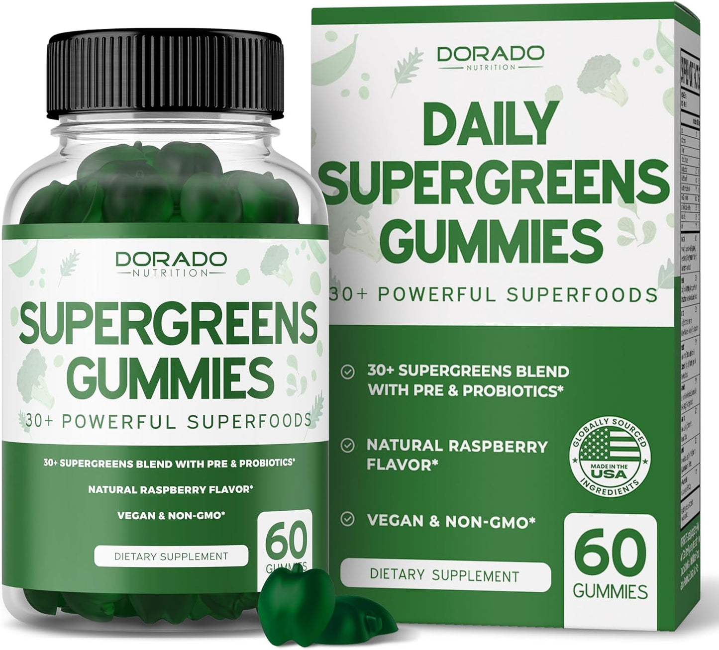 DORADO NUTRITION Supergreens & Pumpkin Seed Oil Gummies Combo - 8 Ingredient Blend & 4,000mg Pumpkin Seed Oil (120 Gummies)
