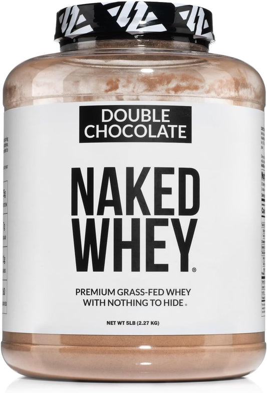 Double Chocolate Grass-Fed Whey Protein Powder - Naked Nutrition - GMO-Free, Soy-Free, Gluten-Free - Aid Growth and Recovery - 53 Servings
