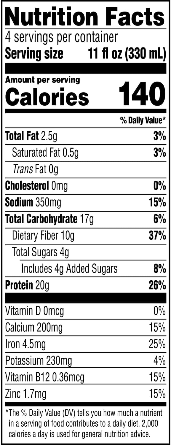 Double Chocolate Plant Based Protein Shake, 20g Vegan Protein, Dairy Free, No Artificial Sweeteners, Non-GMO, 10g Fiber, 11 Fl Oz (Pack of 12)
