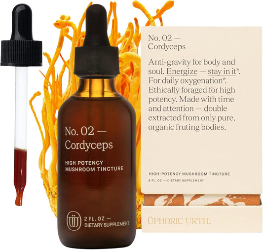 Double Extracted Cordyceps Mushroom Tincture - Natural Stamina and Endurance Support for Cardiovascular and Respiratory Health (60 Servings)