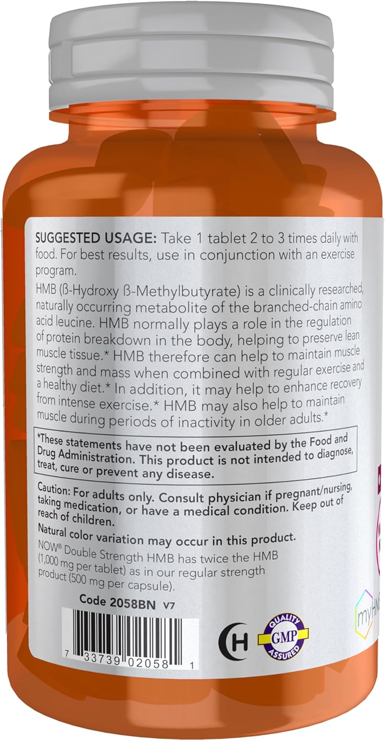 Double Strength HMB Sports Nutrition Supplement, 1,000 mg, 90 Tablets by NOW Foods