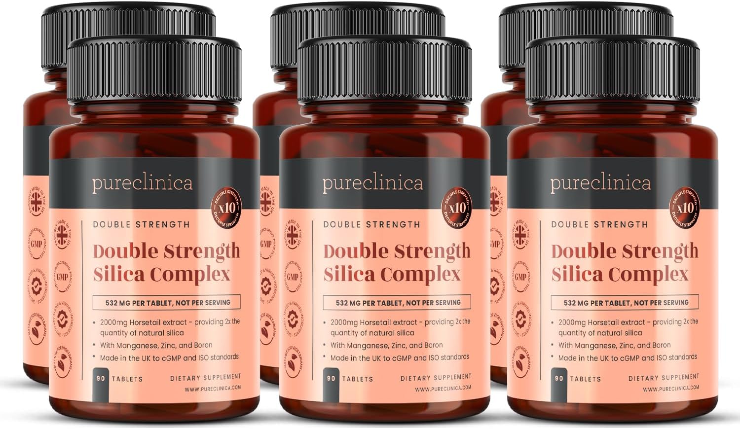 Double Strength Silica Complex - 18 Month Supply with 2000mg Horsetail Extract - 540 Tablets