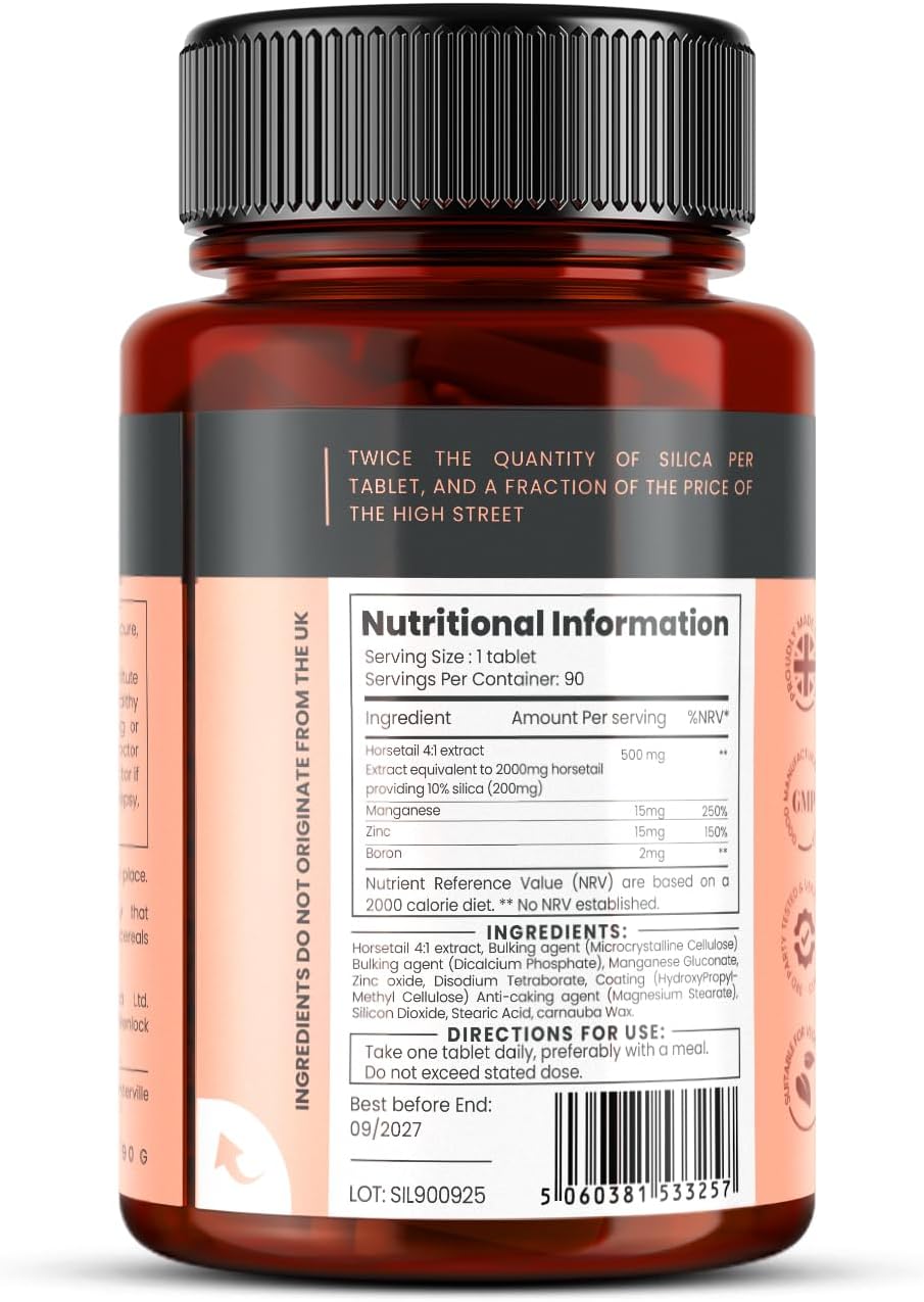 Double Strength Silica Complex - 18 Month Supply with 2000mg Horsetail Extract - 540 Tablets