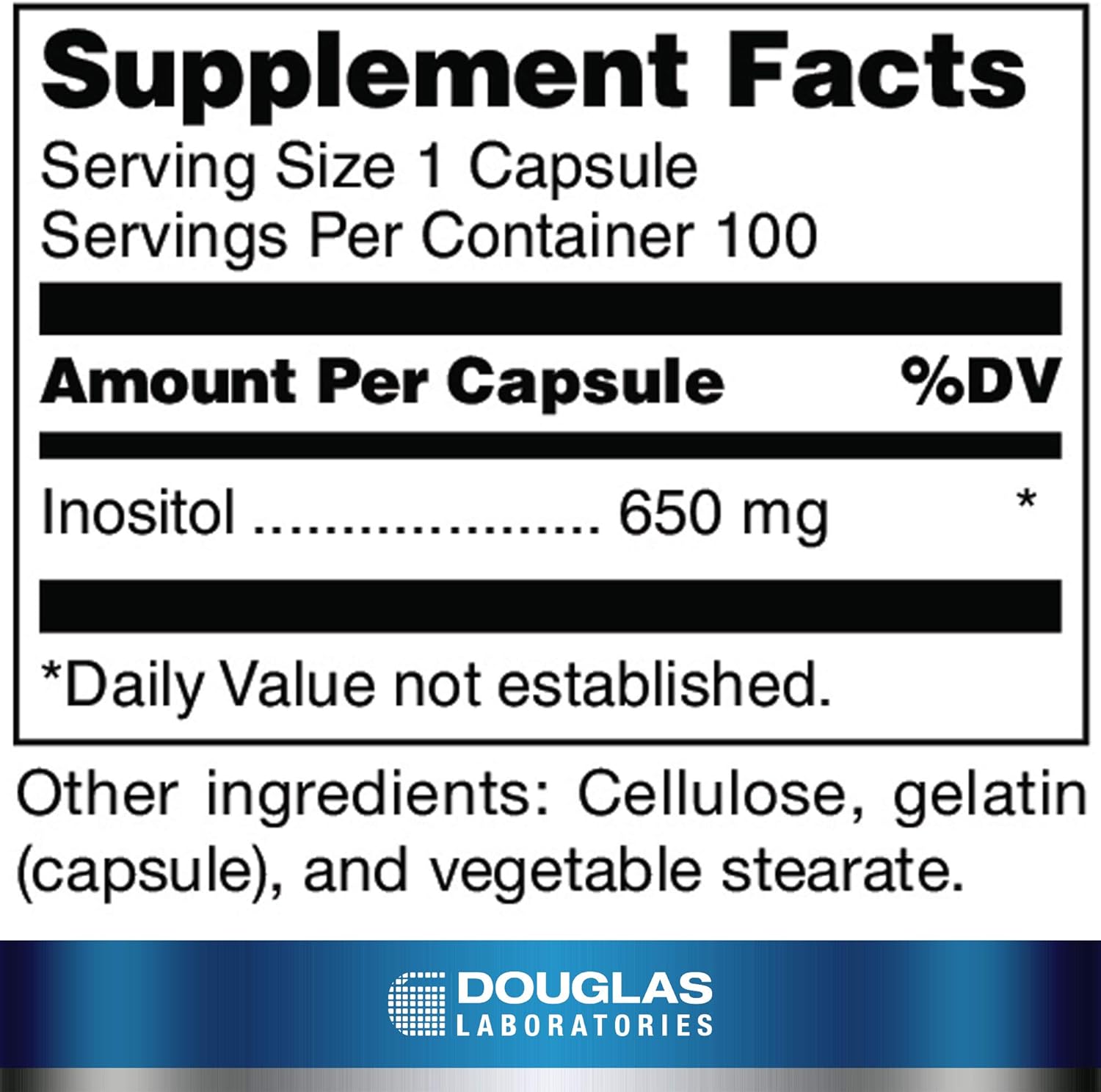 Douglas Laboratories Inositol Capsules (650 mg) | Promotes Neurological Health, Behavior Stability, & Ovarian Function | 100 Count