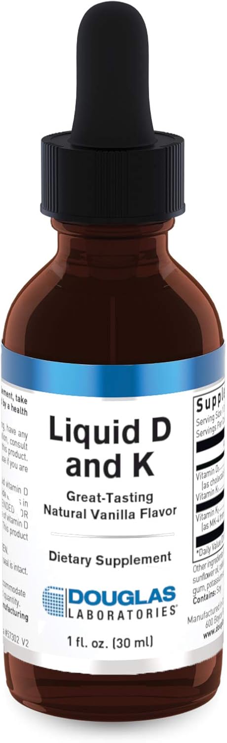 Douglas Laboratories Liquid Vitamin D & K Complex for Bone Health - 1 fl. oz. Vanilla Flavor
