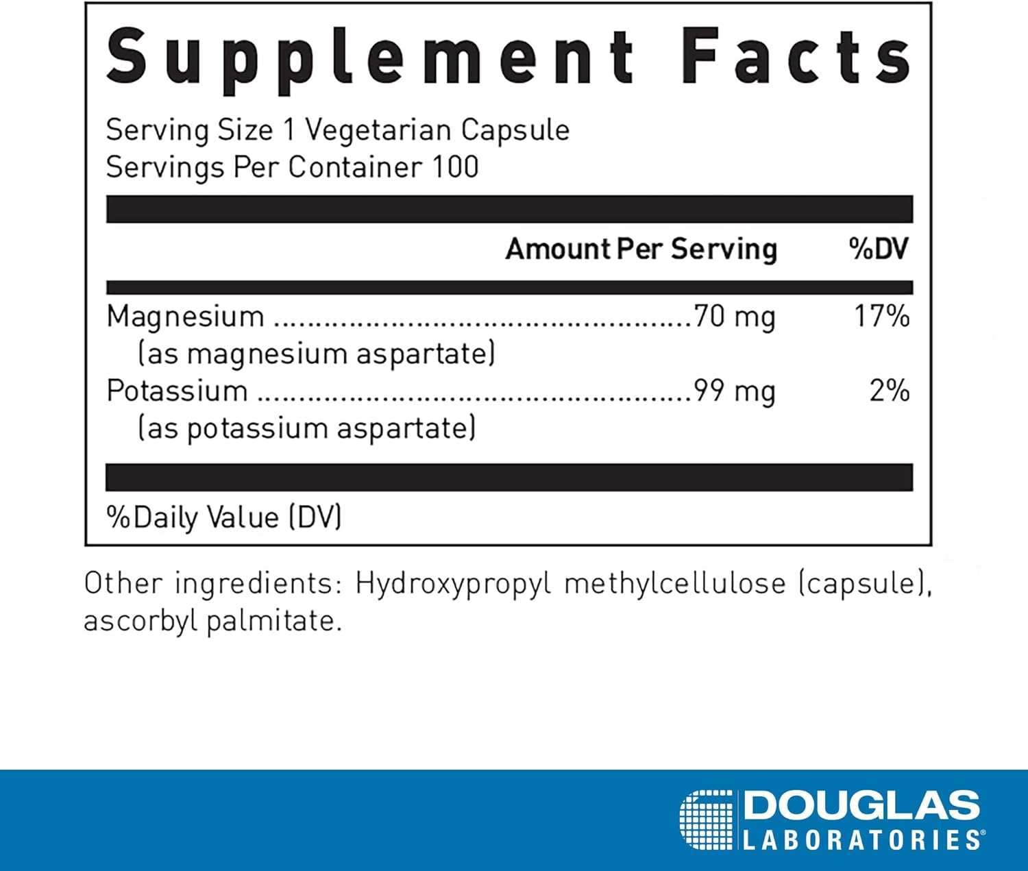 Douglas Laboratories Magnesium and Potassium Aspartate Capsules for Cardiovascular Health and Muscle Function