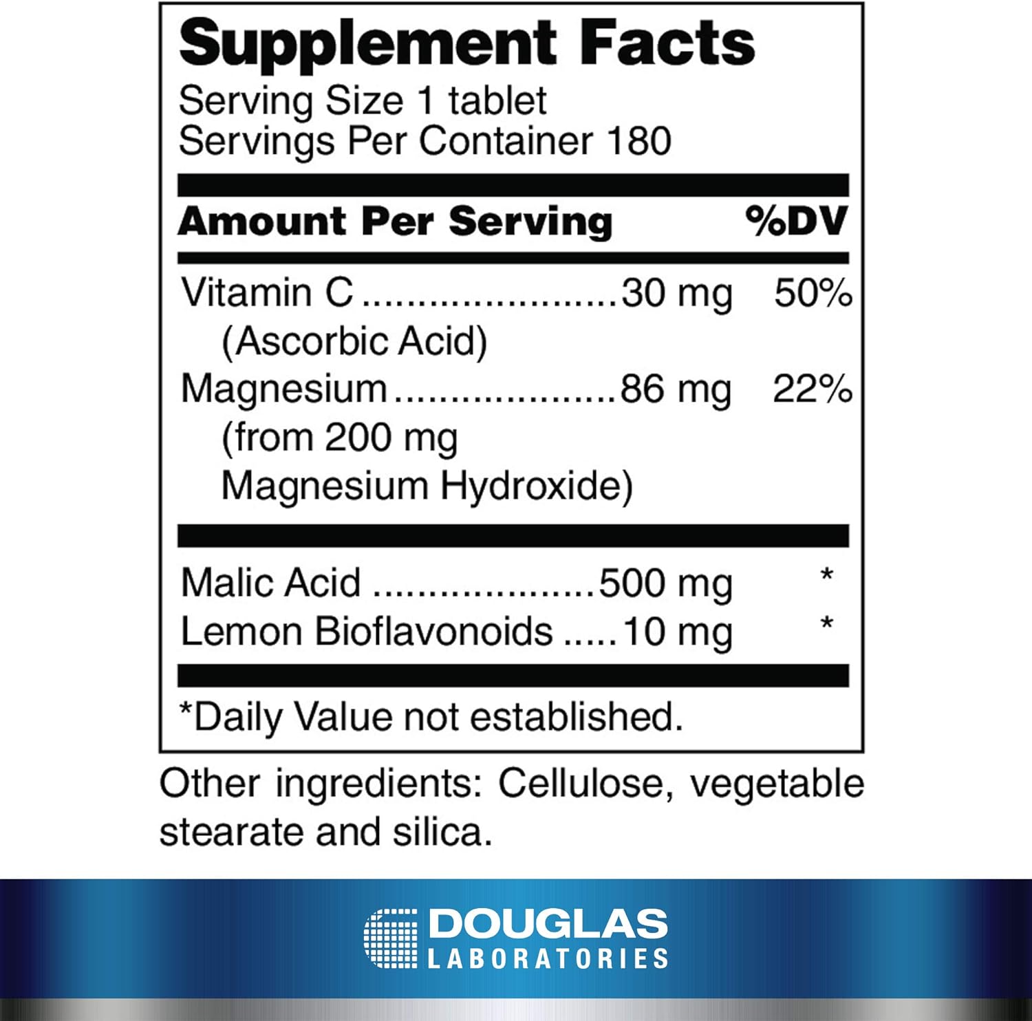Douglas Laboratories Malic Acid + Magnesium Tablets | Promotes Immune and Skeletal System Health | 180 Count