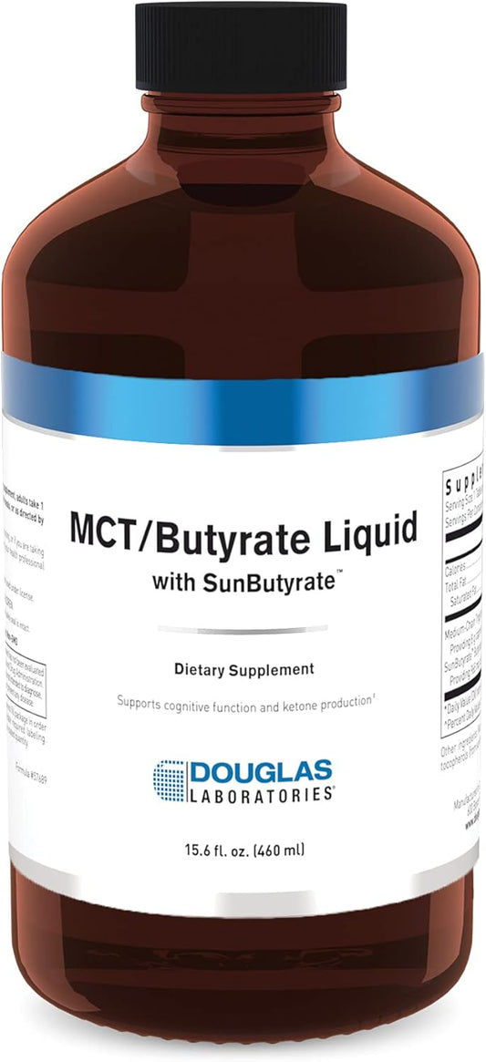 Douglas Laboratories MCT/Butyrate Liquid with SunButyrate | Highly Concentrated Caprylic and Butyric Acid | 15.6 fl. oz. Lemon Vanilla Flavor