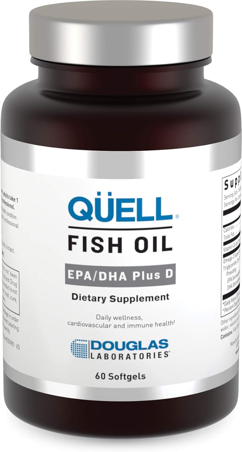 Douglas Laboratories Quell Fish Oil EPA/DHA Plus D | Omega-3 Fatty Acids with Vitamin D3 | 60 Softgels