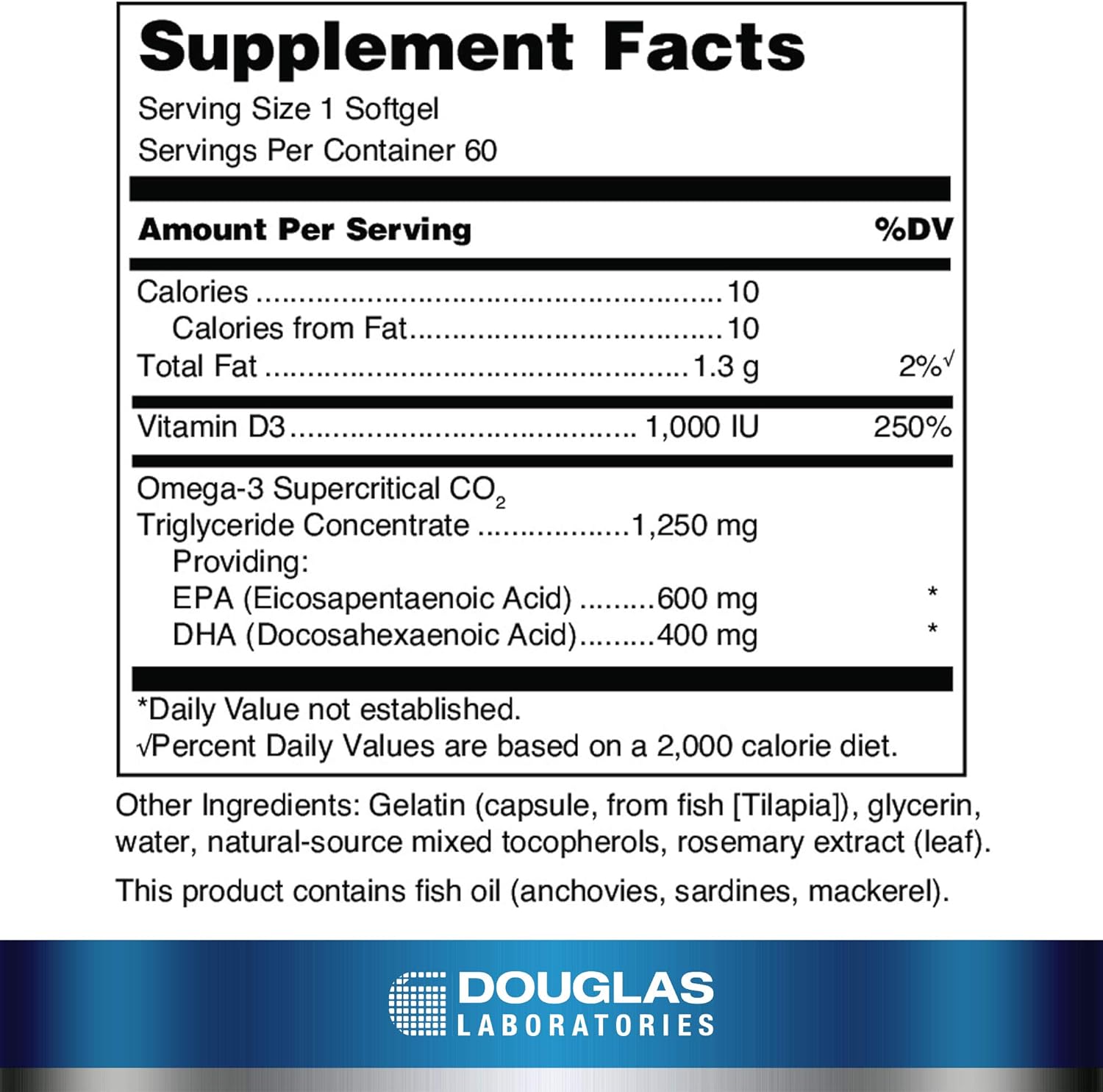 Douglas Laboratories Quell Fish Oil EPA/DHA Plus D | Omega-3 Fatty Acids with Vitamin D3 | 60 Softgels