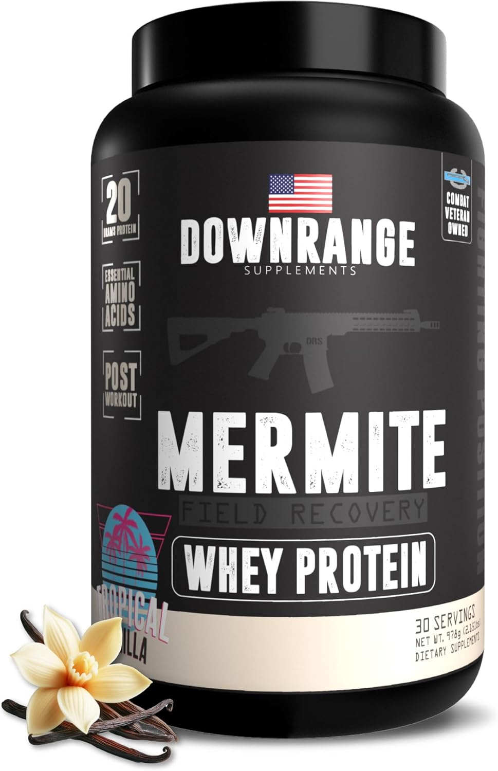 DownRange Mermite Whey Protein Powder - Post Workout Recovery & Energy Support - 20g Protein, 9g Amino Acid - 30 Servings Vanilla
