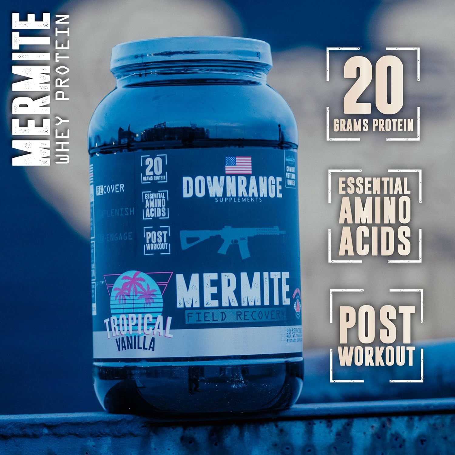 DownRange Mermite Whey Protein Powder - Post-Workout Muscle Recovery & Energy Support - 20g Protein, 9g Amino Acid, 30 Servings - Banana Flavor
