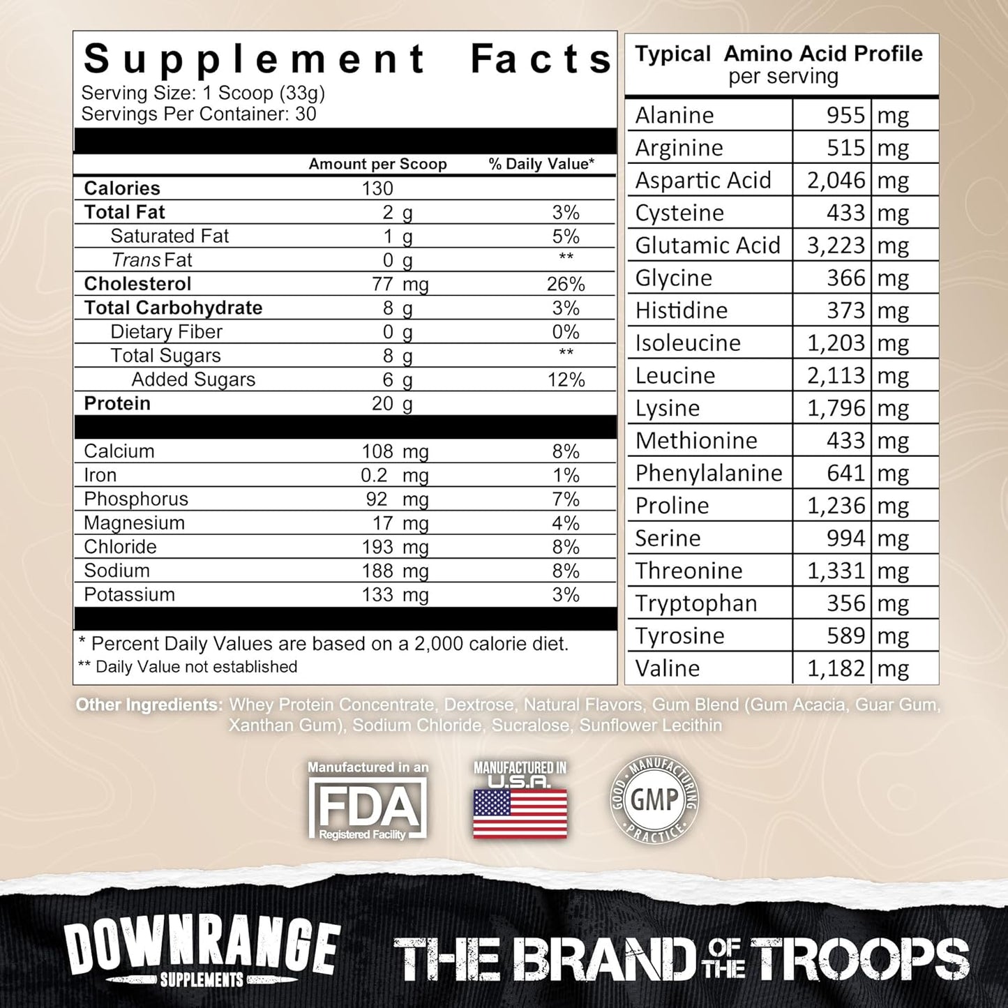 DownRange Mermite Whey Protein Powder - Post Workout Recovery & Energy Support - 20g Protein, 9g Amino Acid - 30 Servings Vanilla