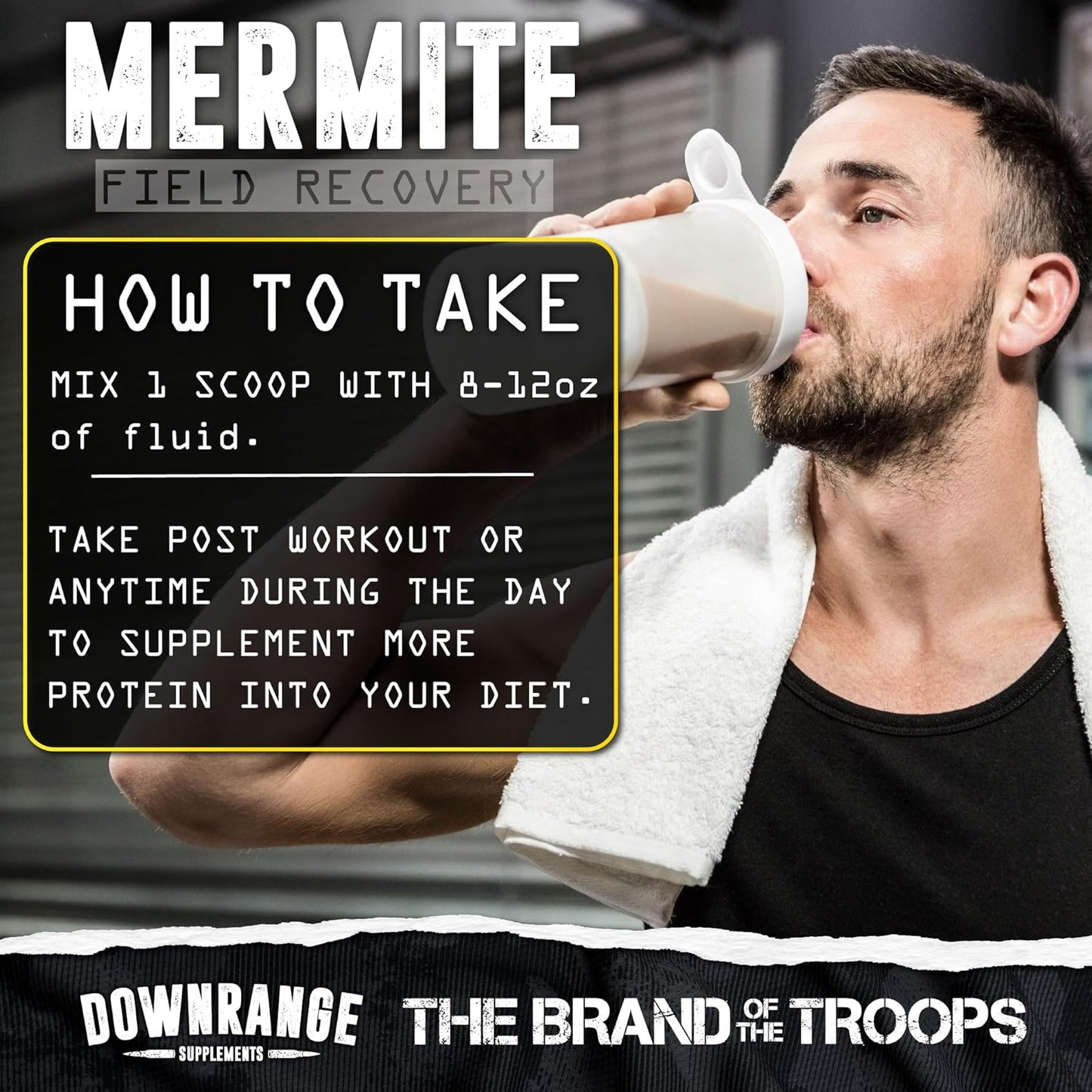 DownRange Mermite Whey Protein Powder - Post-Workout Muscle Recovery & Energy Support - 20g Protein, 9g Amino Acid, 30 Servings - Banana Flavor