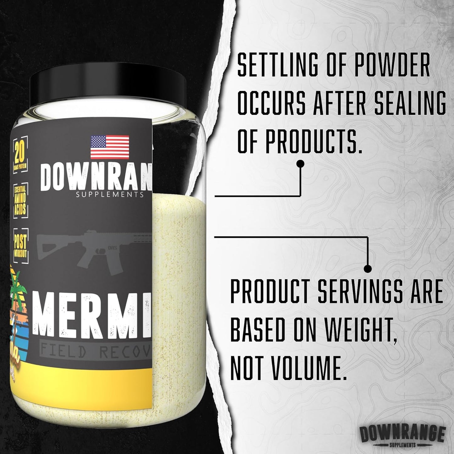 DownRange Mermite Whey Protein Powder - Post-Workout Muscle Recovery & Energy Support - 20g Protein, 9g Amino Acid, 30 Servings - Banana Flavor