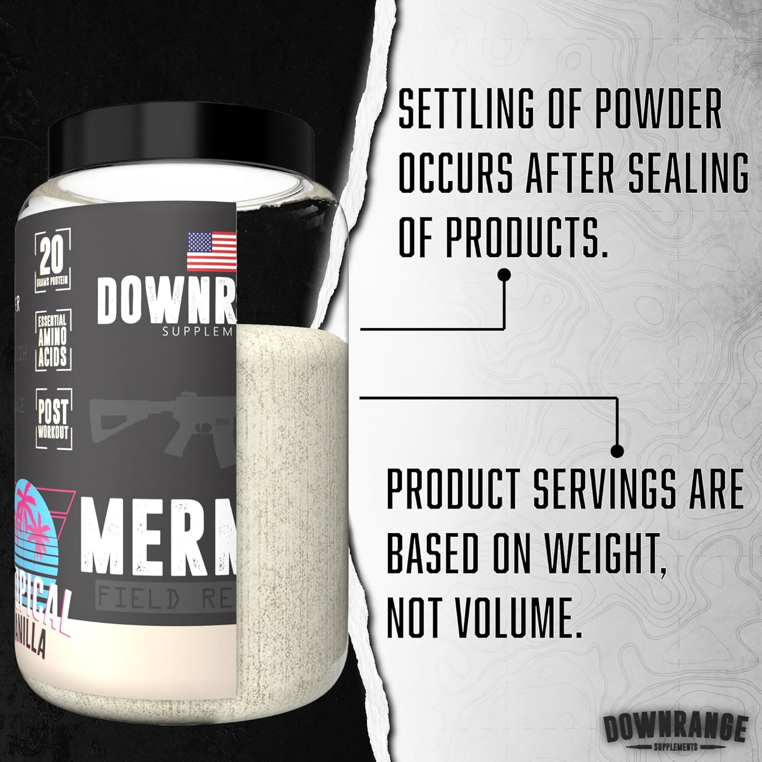 DownRange Mermite Whey Protein Powder - Post Workout Recovery & Energy Support - 20g Protein, 9g Amino Acid - 30 Servings Vanilla