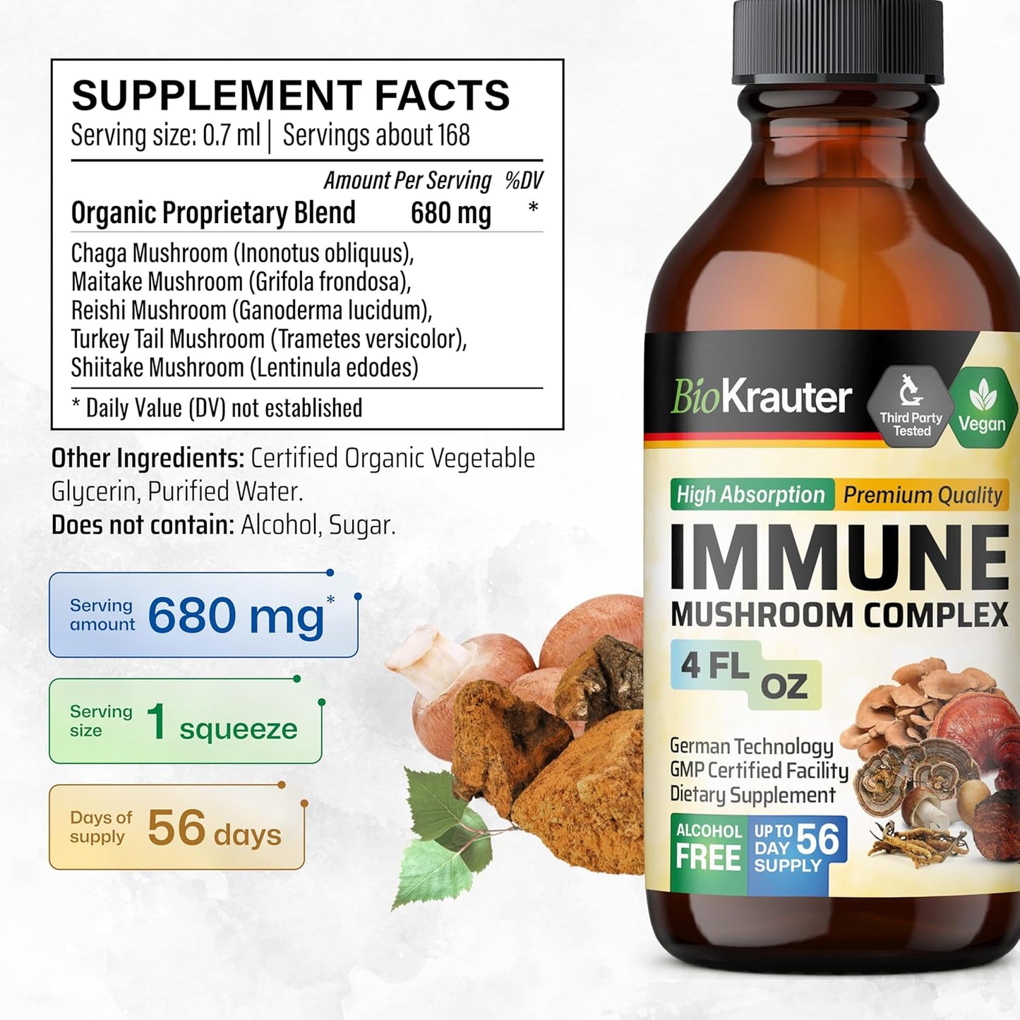 Dozen Mushroom Tincture Bundle - Immune Boosting Herbal Supplement - 4 Fl. Oz. Each
