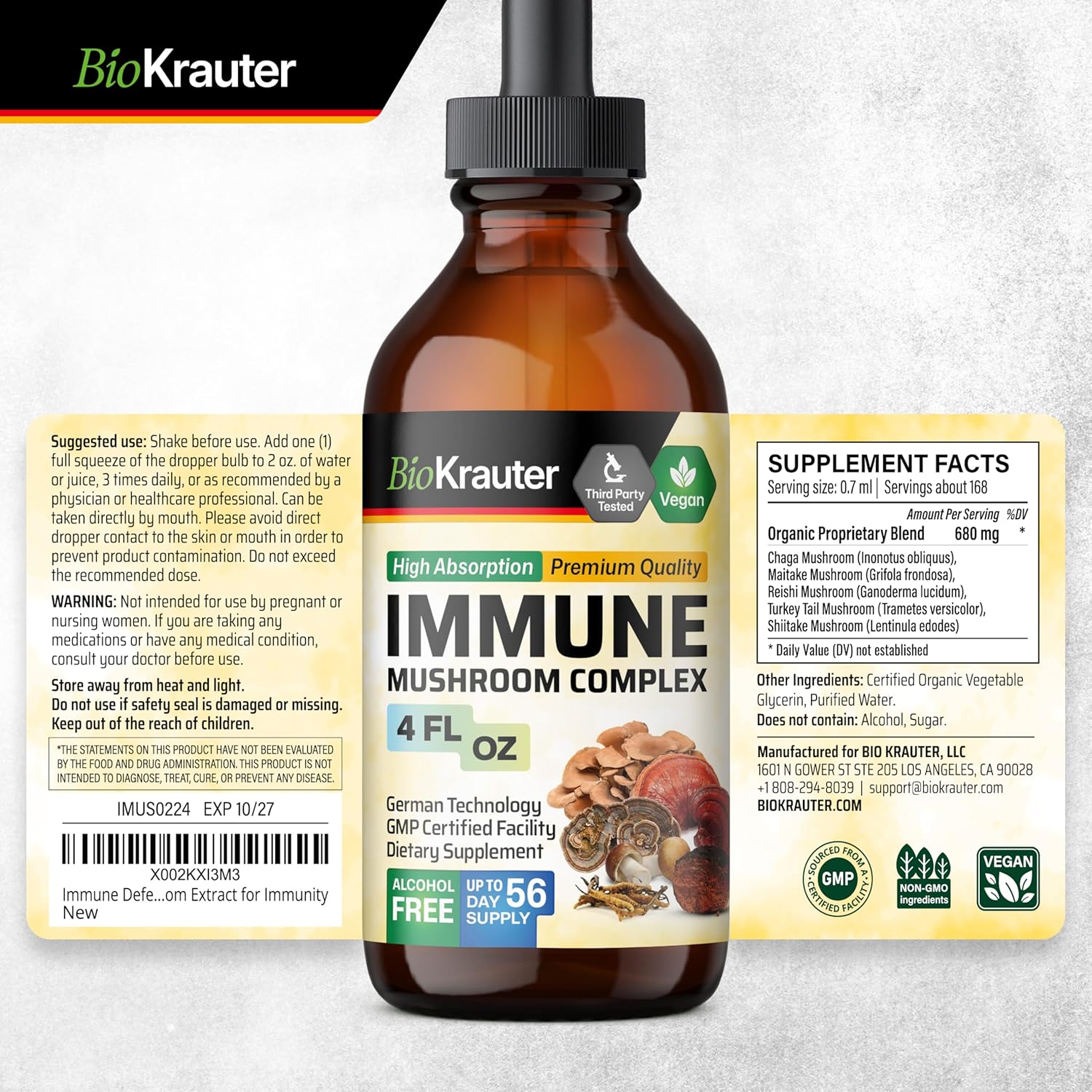 Dozen Mushroom Tincture Bundle - Immune Boosting Herbal Supplement - 4 Fl. Oz. Each