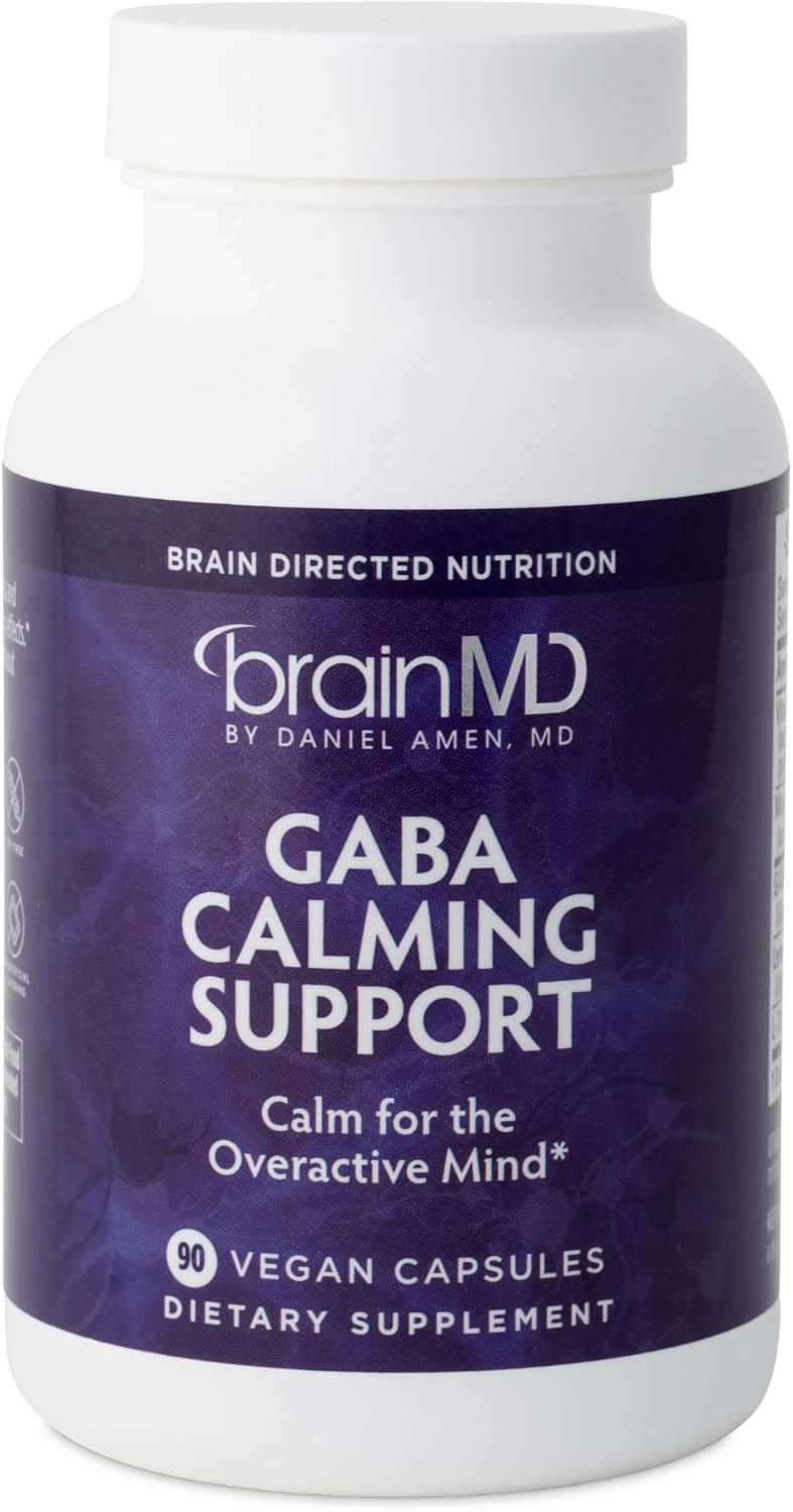 Dr Amen BrainMD GABA Calming Support Capsules - 90 Count, Pack of 2 - Relaxation Formula with Magnesium, Vitamin B6, Lemon Balm - 180 Servings