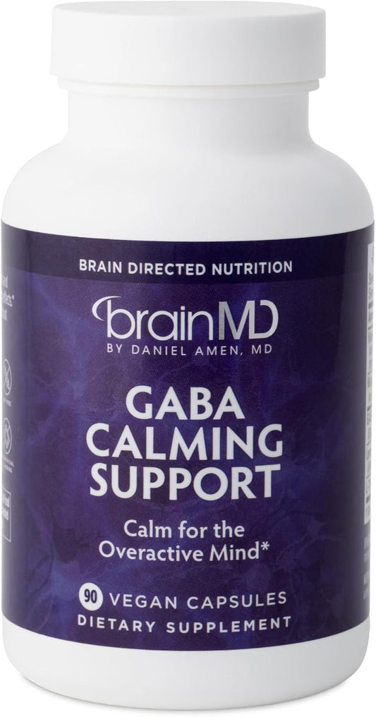 Dr Amen BrainMD GABA Calming Support Capsules - 90 Count, Pack of 2 - Relaxation Formula with Magnesium, Vitamin B6, Lemon Balm - 180 Servings