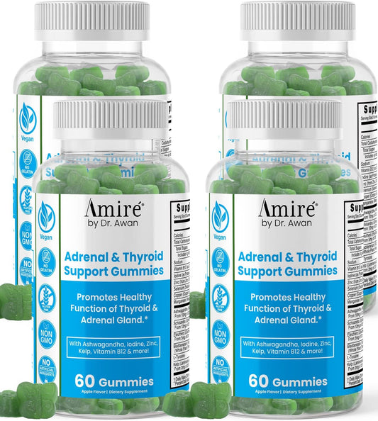 Dr. Awan Thyroid Support Gummies with Kelp, Selenium & Ashwagandha for Energy & Metabolism, 240ct, 120-day Supply