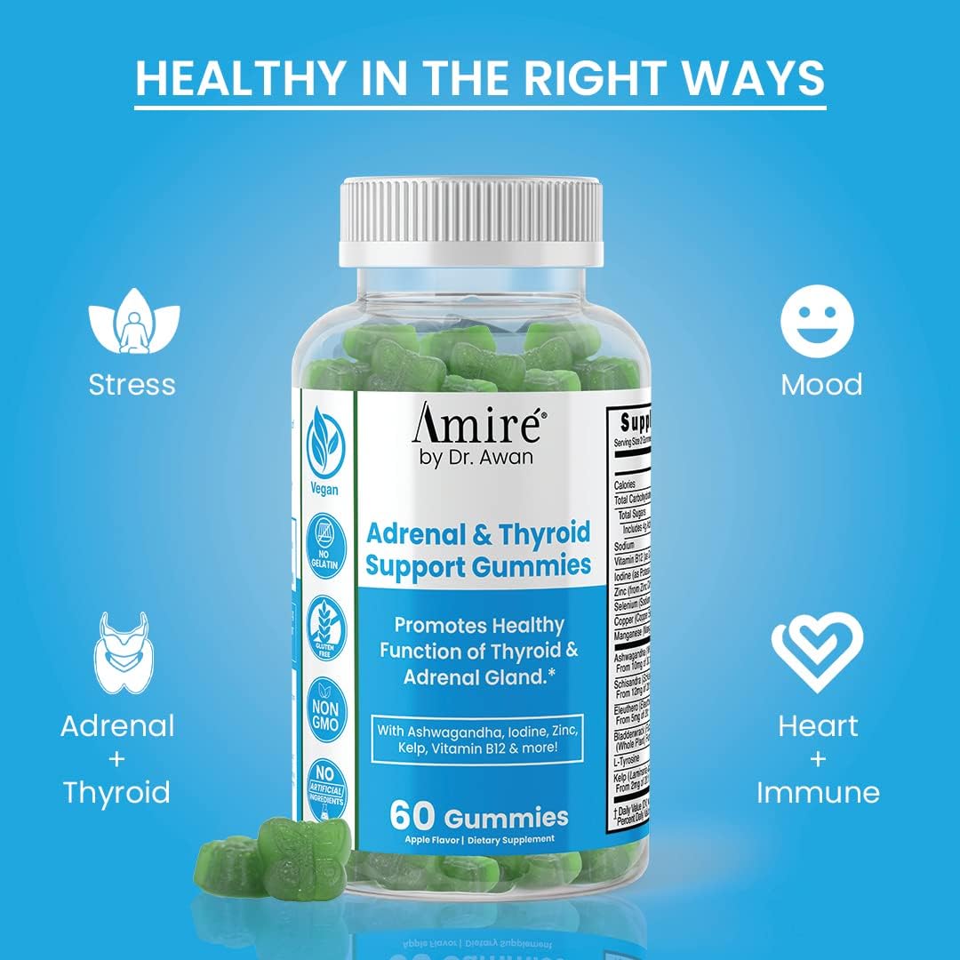 Dr. Awan Thyroid Support Gummies with Kelp, Selenium, and Ashwagandha for Energy, Immunity, Metabolism - 120ct, 60 Days