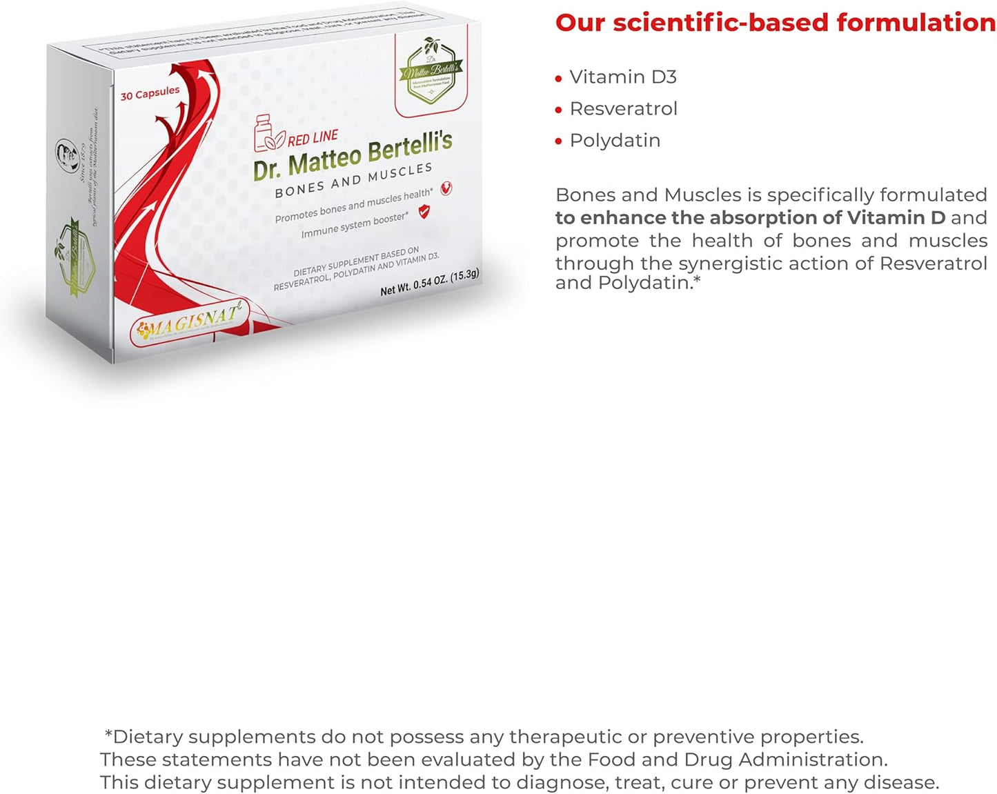 Dr. Bertelli's Bone, Muscle, and Iron Support Combo - Resveratrol, Polydatin, Vitamin D3 & C, Nettle Extract, Iron (30 Caps & 30 Tabs)