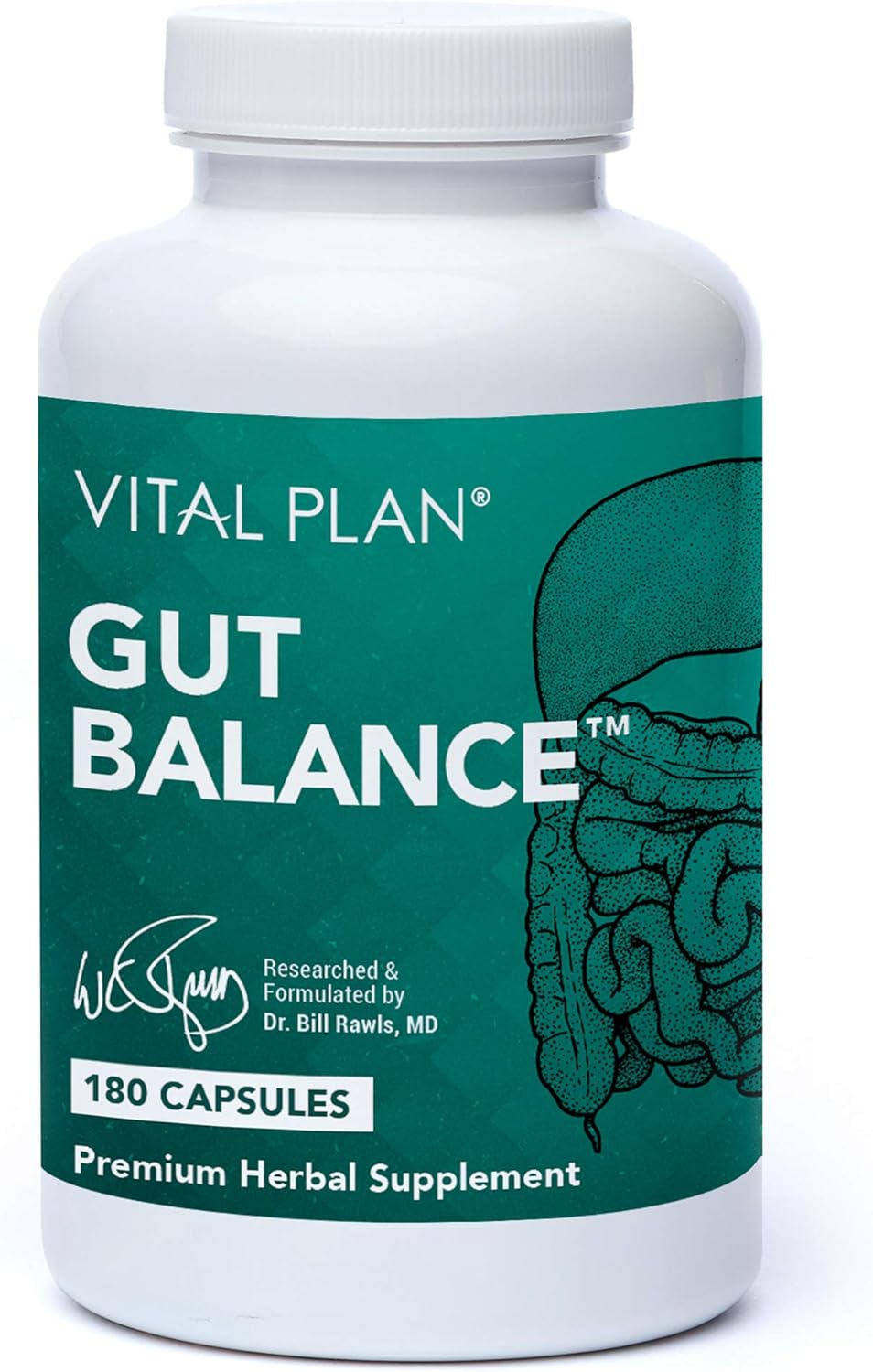 Dr. Bill Rawls Gut Balance Supplement: Advanced Digestive Health Formula with Slippery Elm, Berberine, Dandelion Extract - 180 Capsules for Women & Men