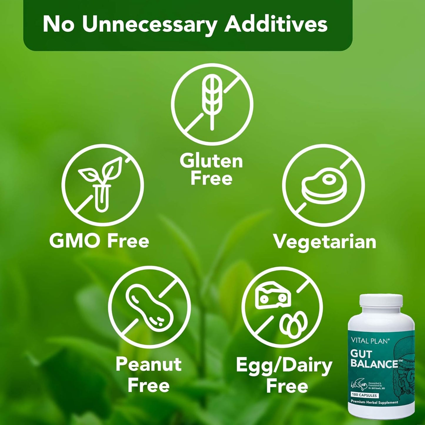 Dr. Bill Rawls Gut Balance Supplement: Advanced Digestive Health Formula with Slippery Elm, Berberine, Dandelion Extract - 180 Capsules for Women & Men