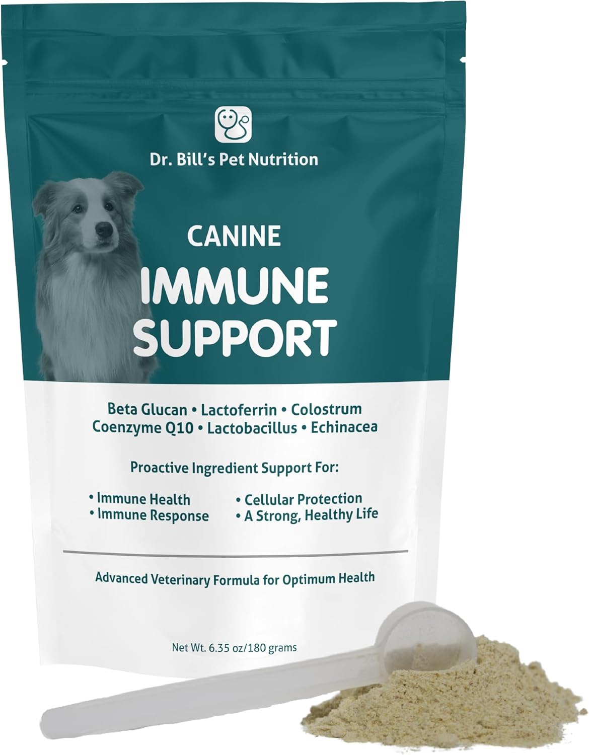 Dr. Bill's Canine Immune Support with Colostrum, Beta Glucan, Zinc, and Coenzyme Q-10 - Pet Supplement for Dogs