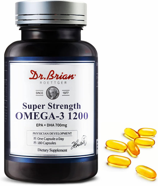 Dr. Brian Omega 3 Fish Oil Supplements - High Absorption rTG Omega 3 Wild Fish Oil - 1200mg with EPA, DHA, Fatty Acids, Triglyceride, Vitamin E - Lemon Flavor - 180 Softgels