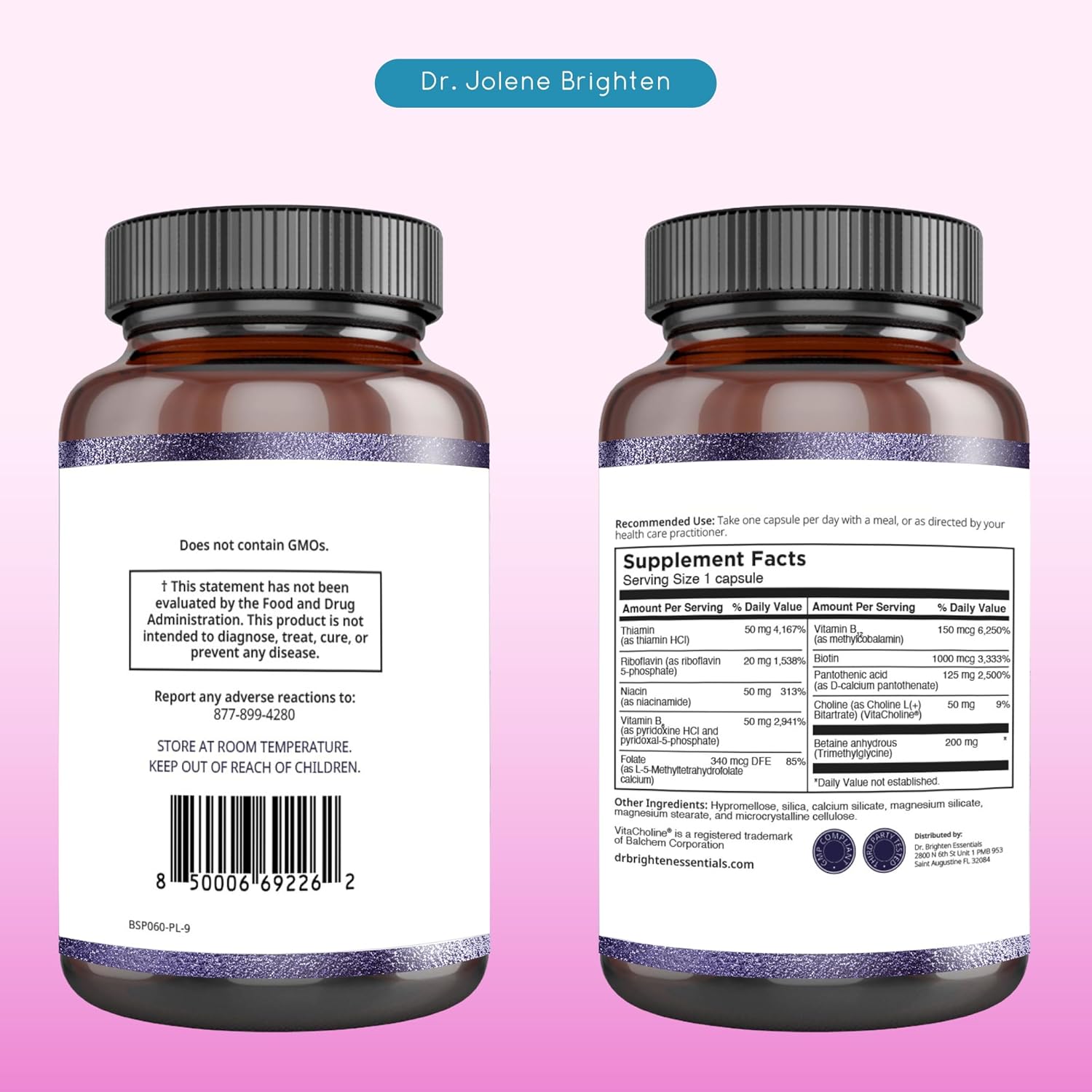 Dr. Brighten B-Active Plus - Coenzymated B Vitamins Supplement for Methylation Support (30 Count)