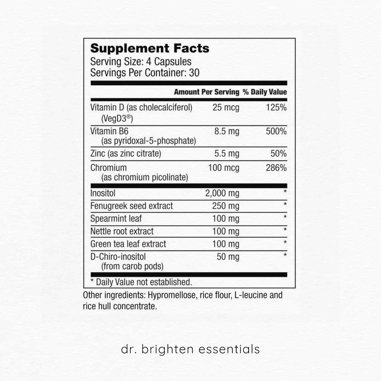 Dr. Brighten Myoinositol Plus - Doctor Formulated PCOS Support Supplement for Hormone Balance and Menstrual Health