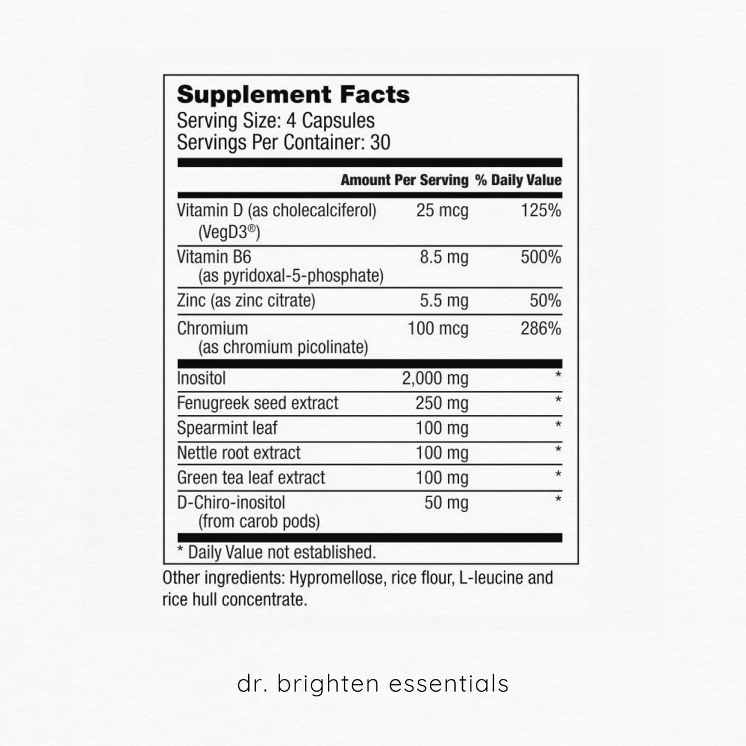 Dr. Brighten Myoinositol Plus - Doctor Formulated PCOS Support Supplement for Hormone Balance and Menstrual Health