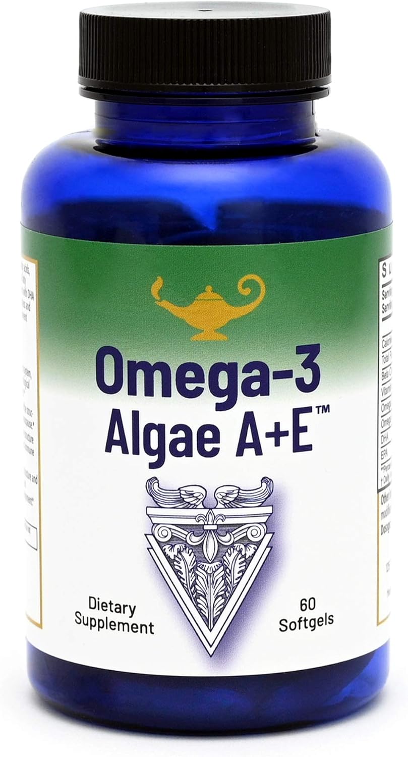 Dr. Carolyn Dean's Omega-3 Algae A+E Plant Based DHA & EPA Fatty Acids - Vegan Alternative to Fish Oil - Supports Heart, Brain, Joint Health - with Vitamin A and E