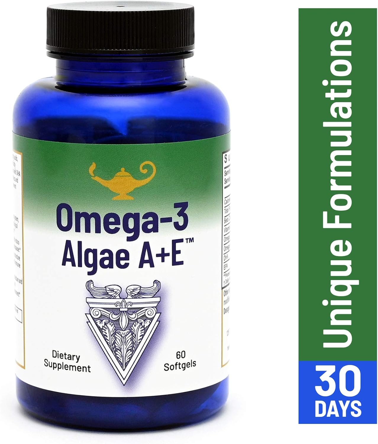 Dr. Carolyn Dean's Omega-3 Algae A+E Plant Based DHA & EPA Fatty Acids - Vegan Alternative to Fish Oil - Supports Heart, Brain, Joint Health - with Vitamin A and E