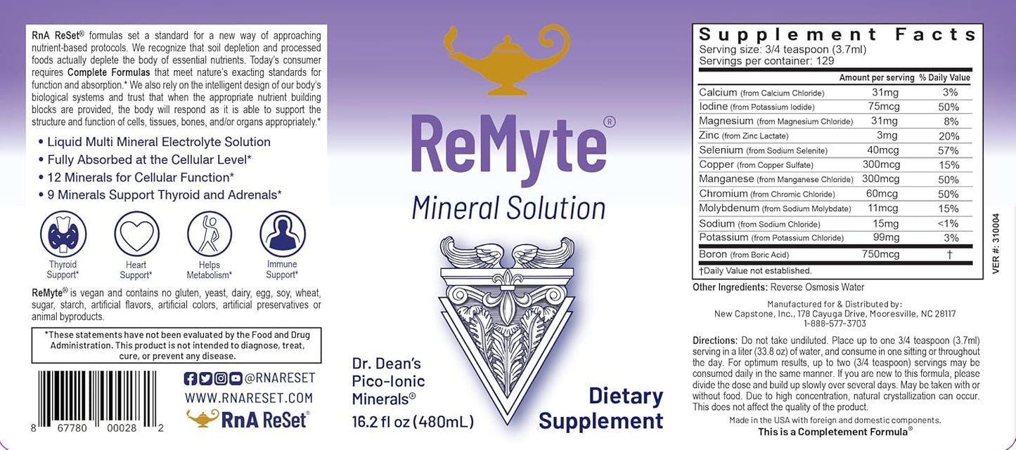 Dr. Carolyn Dean's ReMyte Electrolyte Liquid Mineral Solution - 12 Essential Minerals with Iodine, Selenium, Zinc, Magnesium, and Boron - 480 ml