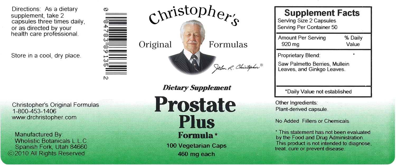 Dr. Christopher's Prostate Plus Formula with Prospalmetto - 100 Vegetarian Capsules
