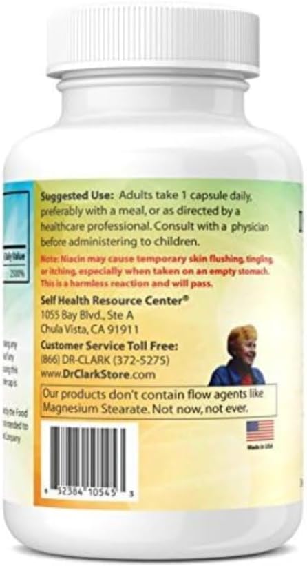 Dr. Clark Niacin 500 Supplement - 500mg Vitamin B3 - 100 Gelatin Capsules