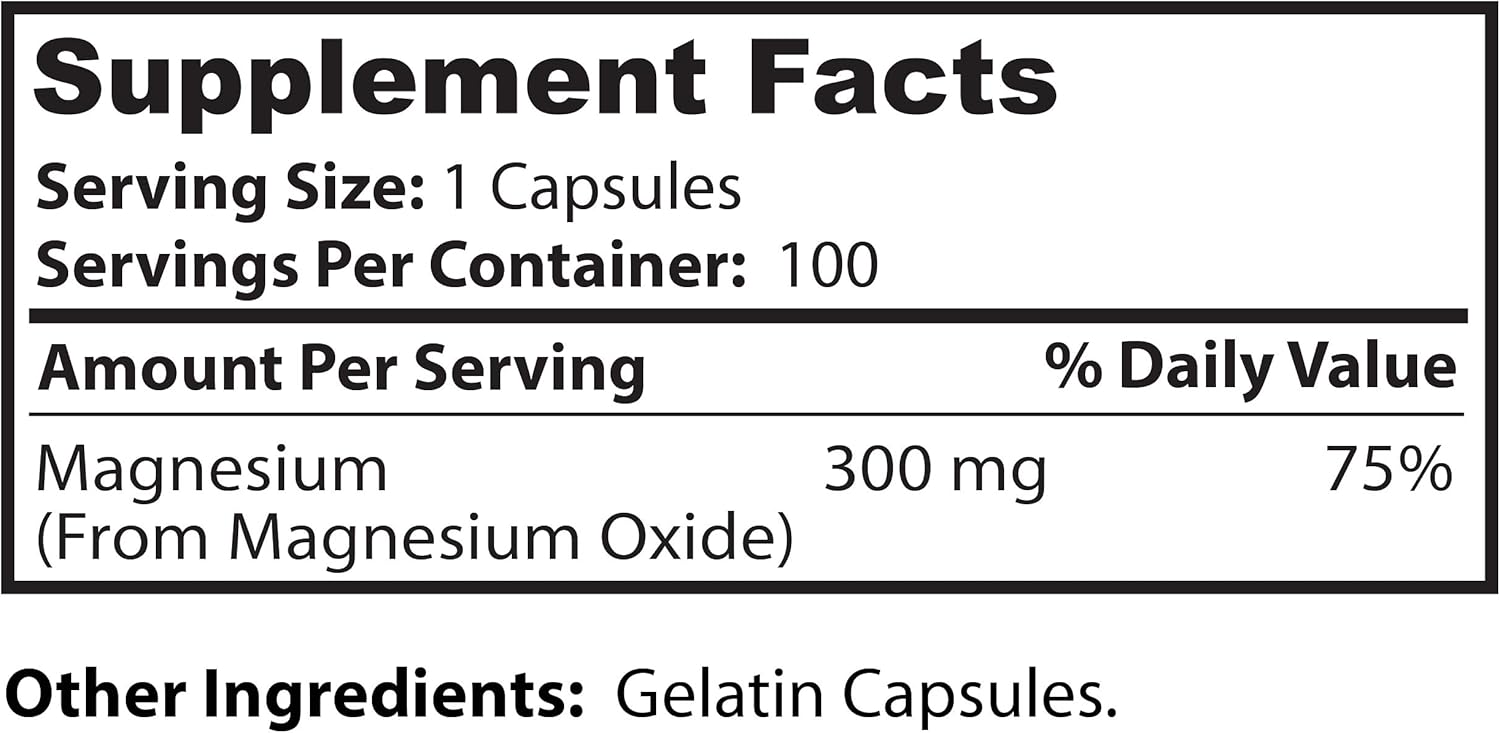Dr. Clark Store Magnesium Oxide Supplement - 300mg, 100 Gelatin Capsules for Improved Wellness - BoostGo Australia