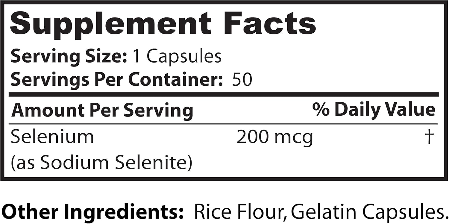 Dr. Clark Store Selenium Supplement 200 Mcg Capsules for Thyroid & Immune Support - Essential Mineral - 50 Caps - BoostGo Australia