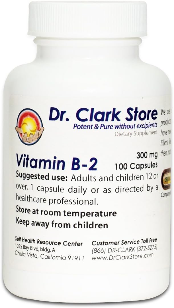 Dr. Clark Store Vitamin B2 & Arginine Supplement Combo - 100 Gelatin Capsules Each
