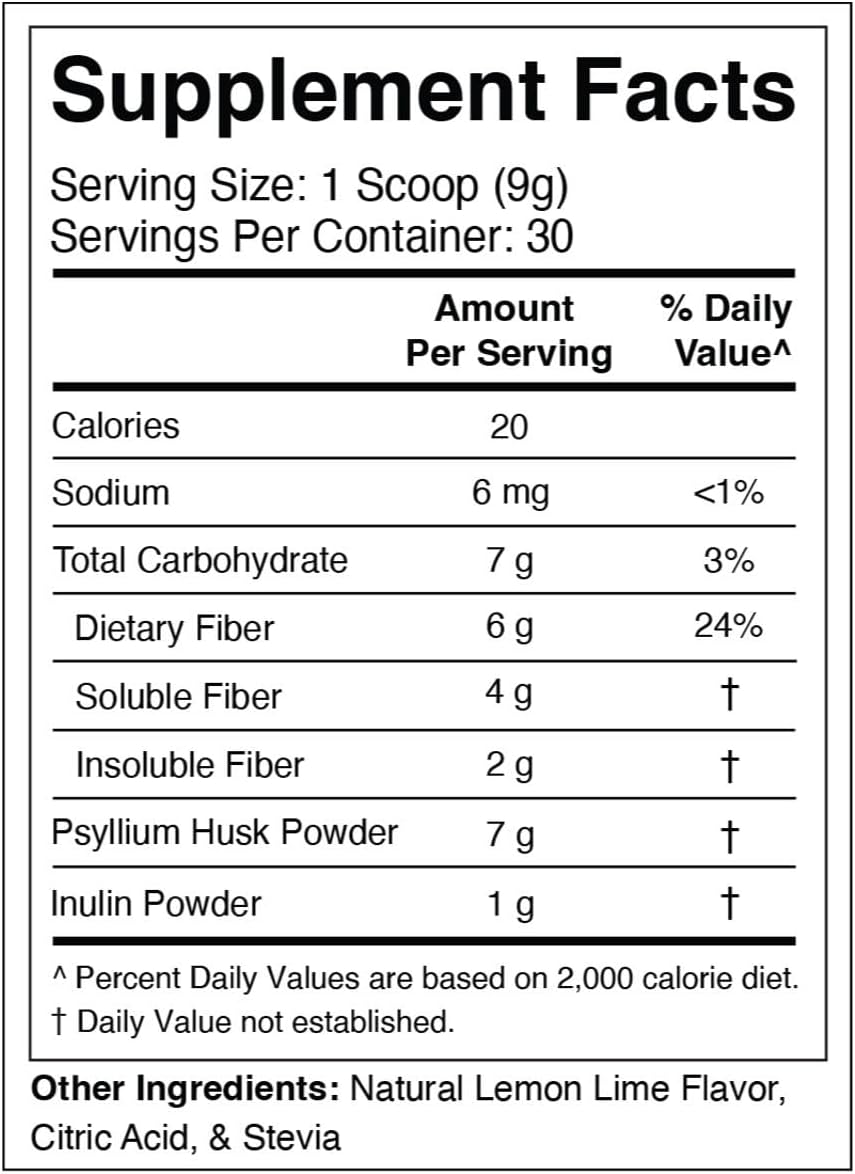 Dr Colbert MD Fiber Zone Powder | Lemon-Lime Flavor | Prebiotics & Fiber Blend | Psyllium Husk & Inulin | 6g Fiber | Healthy Gut Support