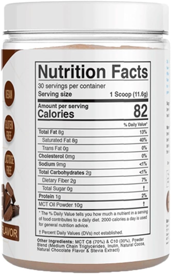 Dr. Colbert's Keto Zone MCT Oil Powder - Dutch Chocolate Flavor - 70% C8 - 30% C10 - All Natural Keto Approved - 0 Net Carbs - Gluten Free - 30 Day Supply - 348g