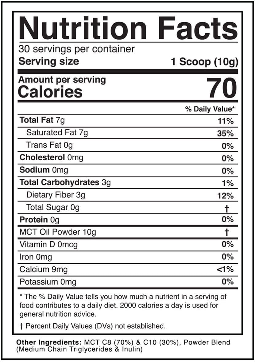 Dr. Colbert's Keto Zone MCT Oil Powder - Unflavored - 70% C8, 30% C10 - Zero Net Carbs - 30 Day Supply - 300g