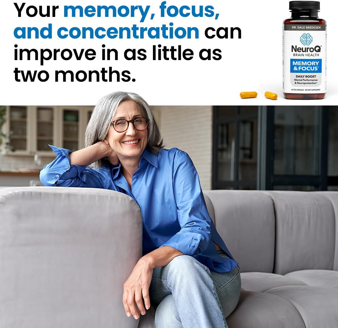 Dr. Dale Bredesen NeuroQ Memory & Focus Supplement - Enhances Cognitive Function with Gotu Kola, Ginkgo, Phosphatidylserine, and Propolis - Neuroprotective Formula - Pack of 3