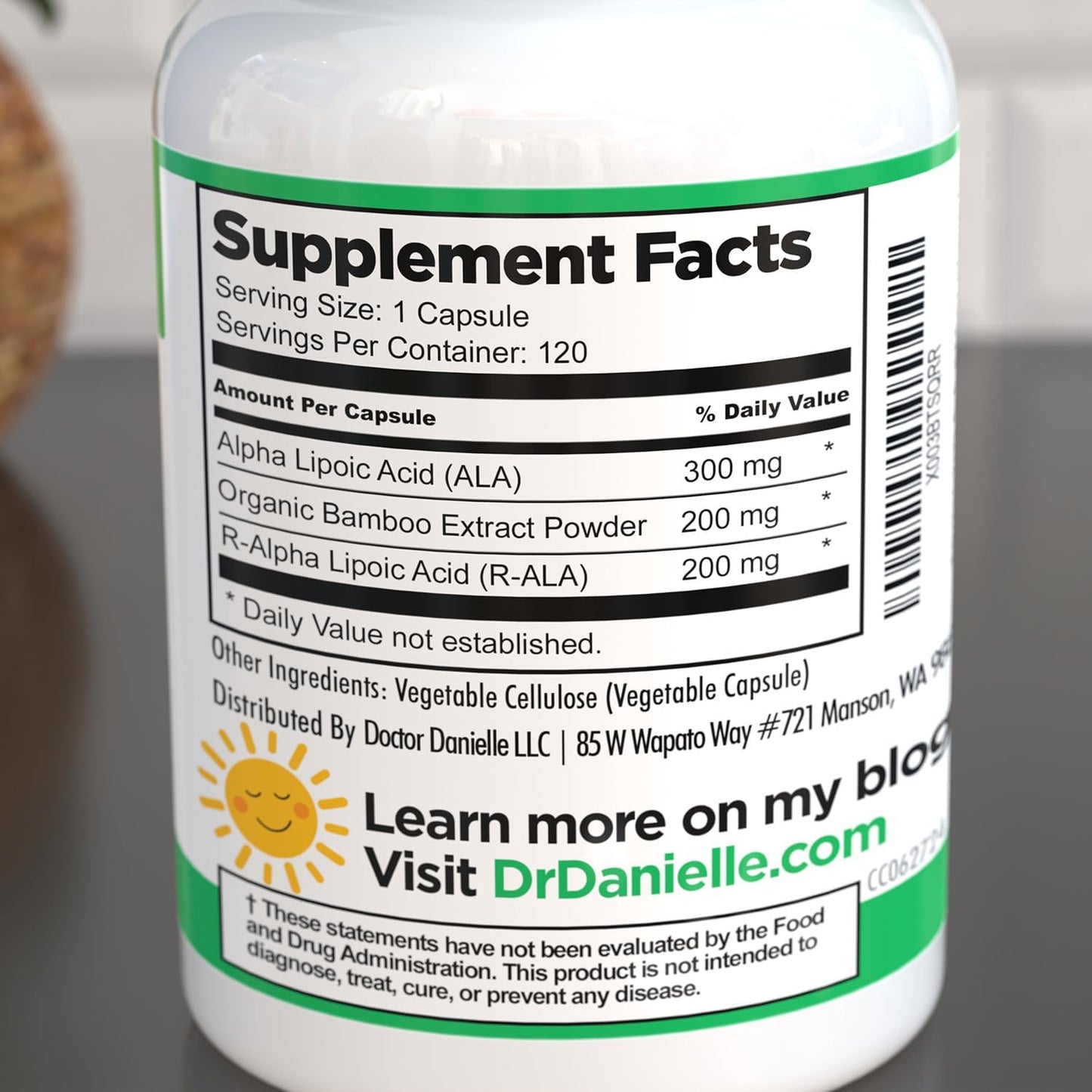 Dr. Danielle Alpha-Lipoic Acid Capsules - Neuropathy Support, Non-GMO, Gluten-Free & Vegan - Promotes Healthy Blood Sugar - 120 Veggie Capsules
